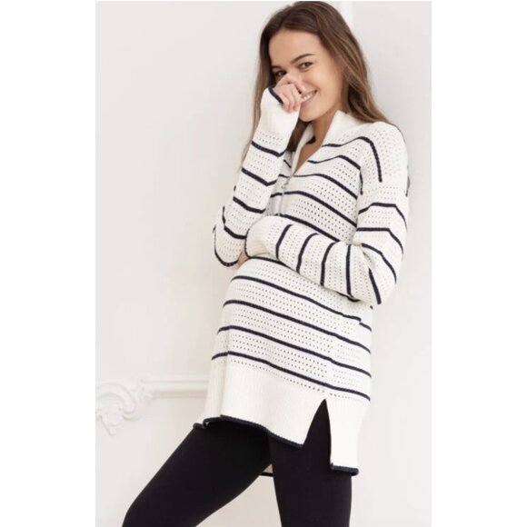 Seraphine Sweaters - SERAPHINE Helga Textured Stripe Cotton Maternity Nursing Sweater Jumper Size L